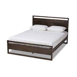 Baxton Studio Inicio Modern and Contemporary Charcoal Brown Finished Wood Queen Size Platform Bed